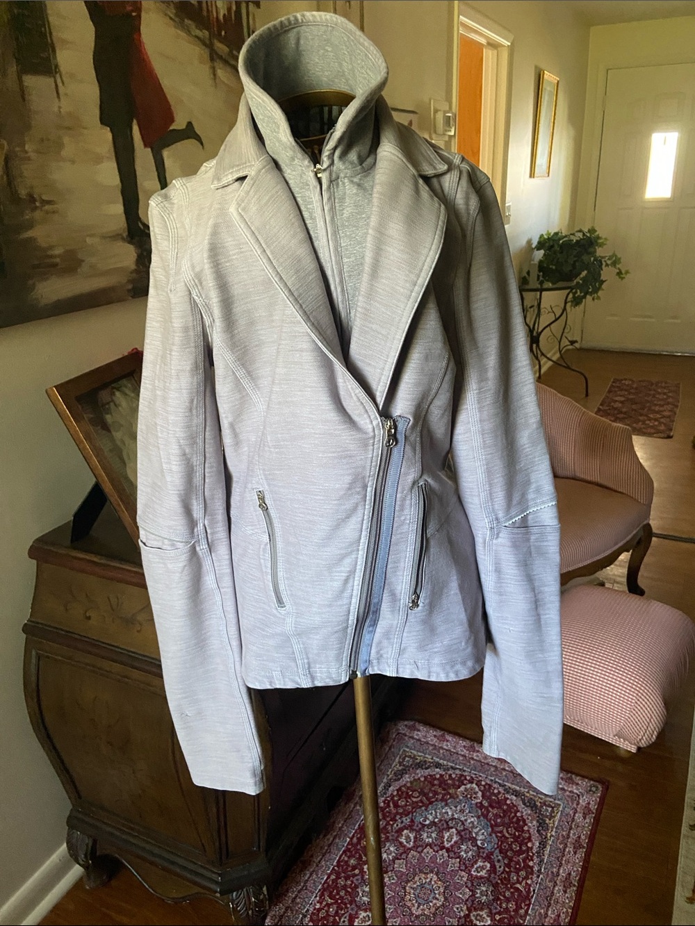 lululemon athletica Light Gray Asymmetrical Zip Moto Jacket